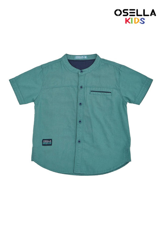 Osella Kids Boy Koko Short Sleeve Shirt In Wasabi Green