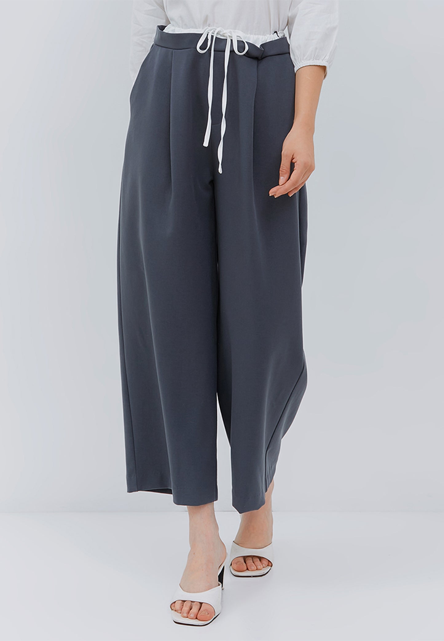 Osella Wide Pants With Satin Fabric Combination