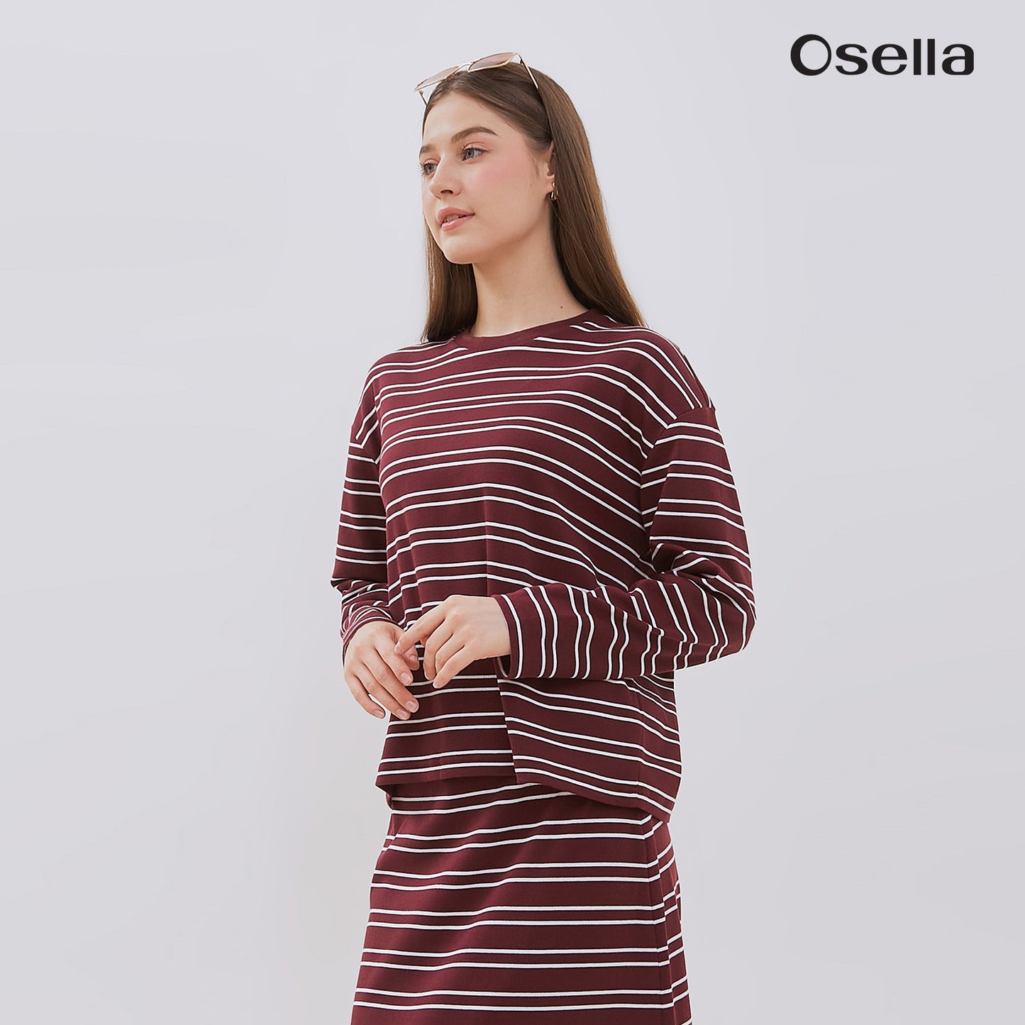 Osella Jeanne Stripe Rib-Kint Long Sleeve Top