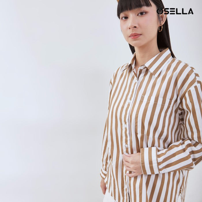 OSELLA STRIPED SHIRT IN BROWN AND WHITE 2137500955