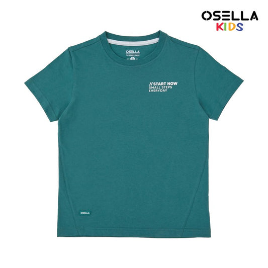 [NEW] OSELLA SHORT SLEEVE T-SHIRT WITH SMALL PRINTS IN AMAZON GREEN 2271500273 | Atasan Blouse Pendek Anak Laki Laki