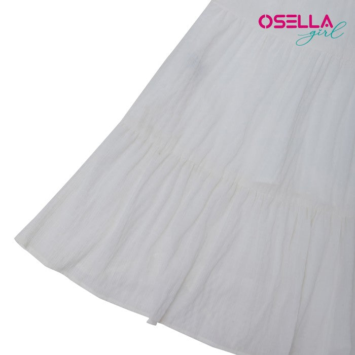 OSELLA SOLID MAXI DRESS WITH LAYERING TOP IN WHITE FANCY FABRIC 2357500701