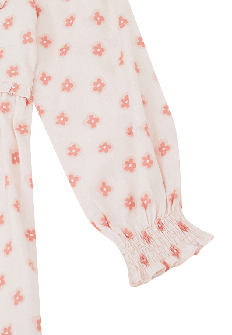 Osella Kids Sienna Long Sleeve Maxi Dress In Pink Floral Patterns