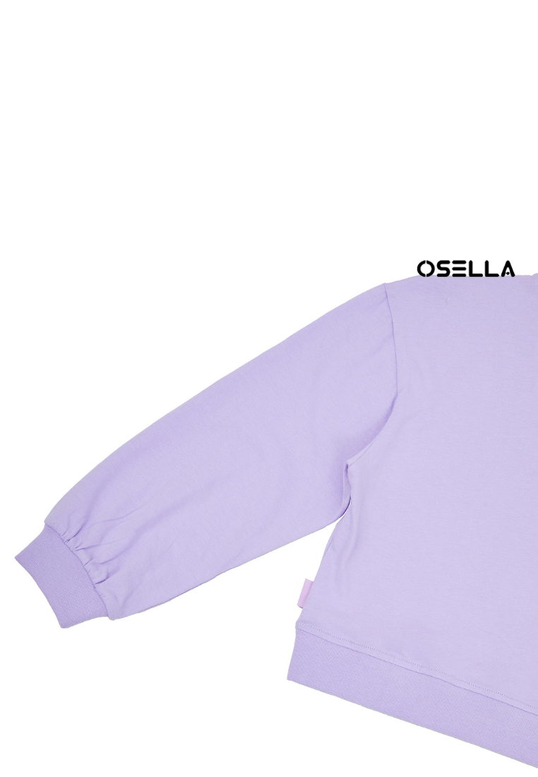 Osella Kids Crop Puff Sleeve Sweater In Lilac