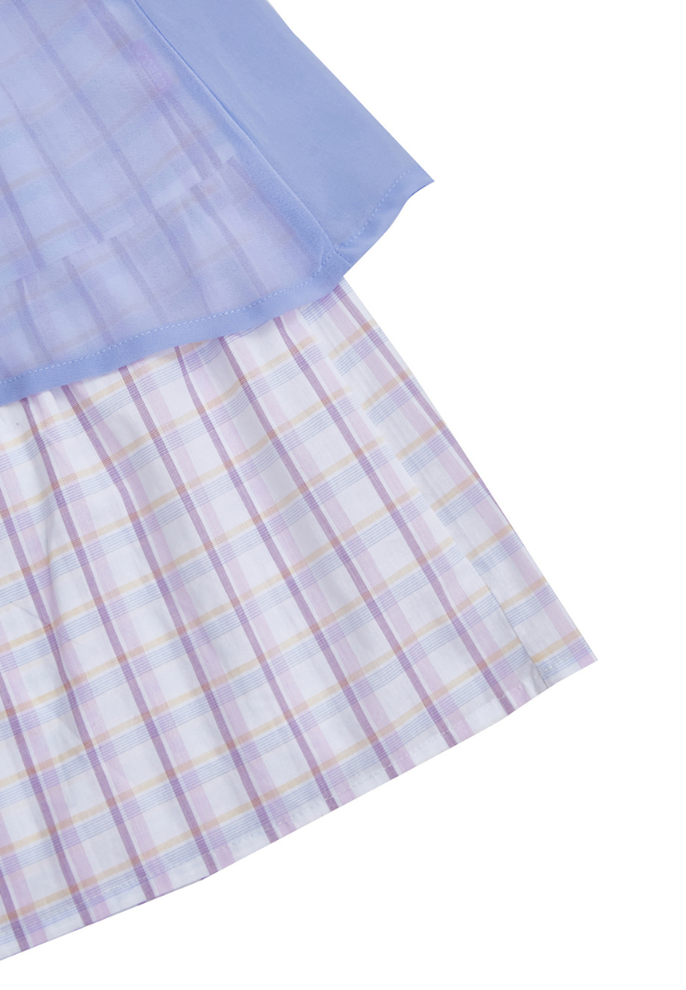 Osella Kids Checkered Maxi Dress With Additional Outer In Lilac