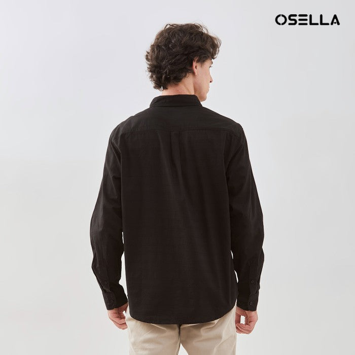 [NEW] OSELLA STRIPED DOBBY REGULAR COLLAR LONG SLEEVE SHIRT