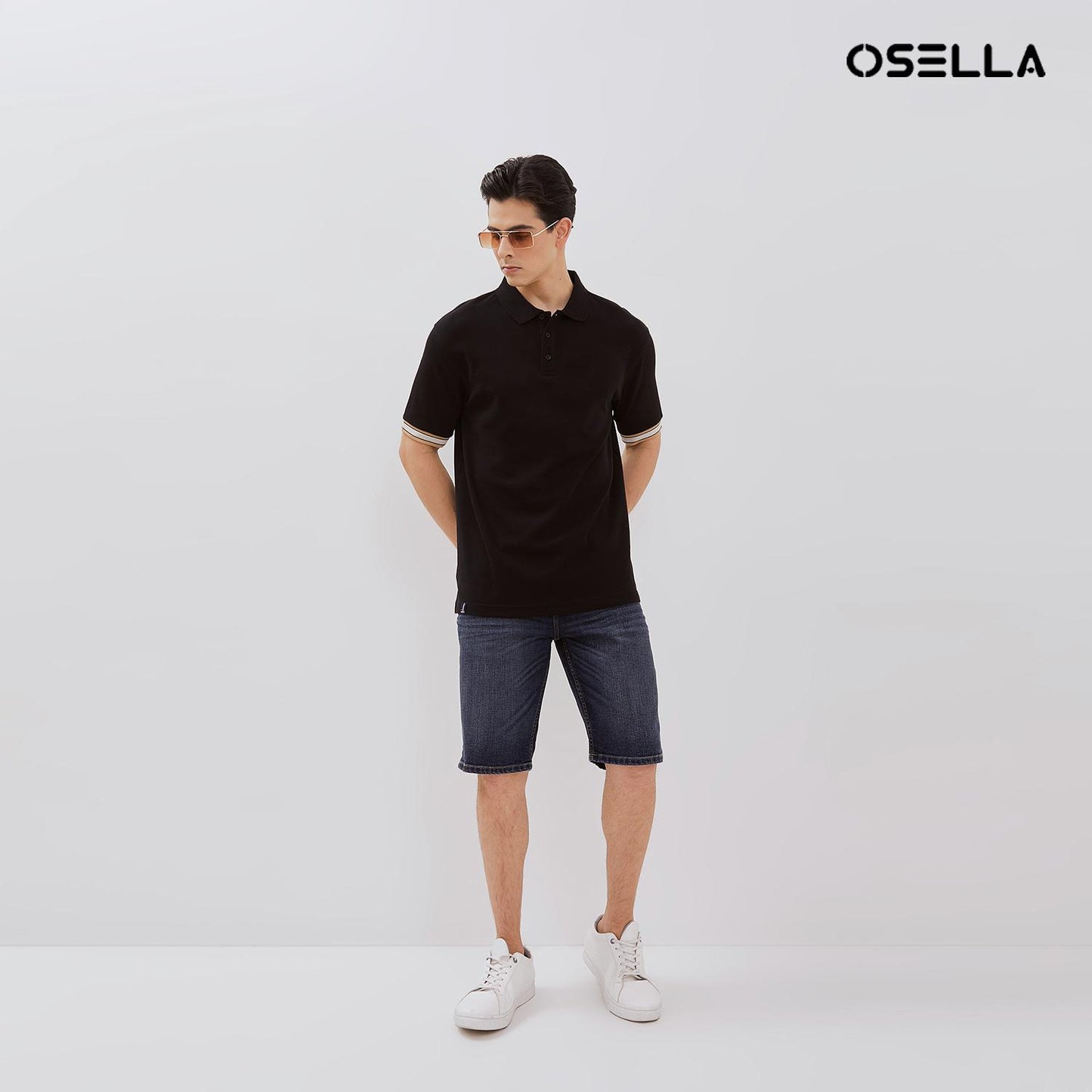 [NEW] Osella Dylan Textured Polo Shirt With Striped Rib 2021501 | Kaos Polo Atasan Lengan Pendek Laki Laki