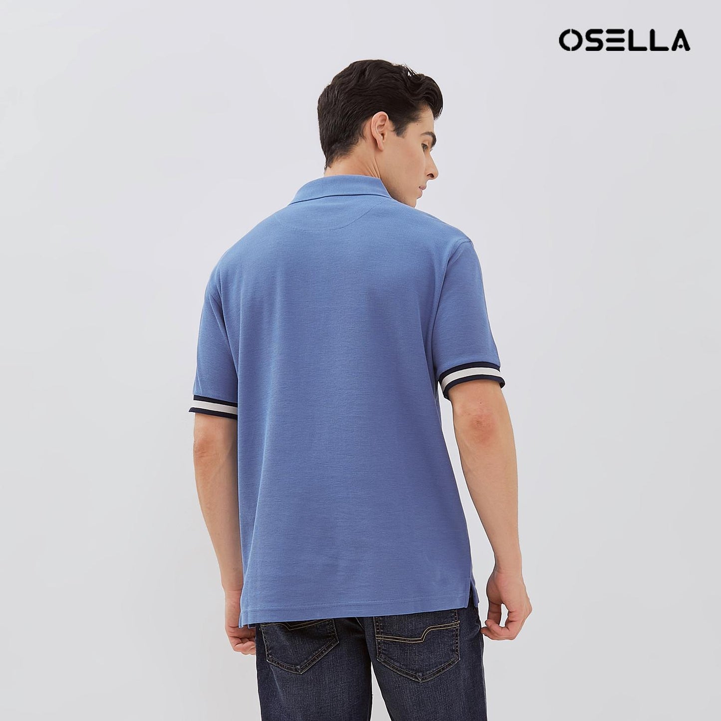[NEW] Osella Dylan Textured Polo Shirt With Striped Rib 2021501 | Kaos Polo Atasan Lengan Pendek Laki Laki