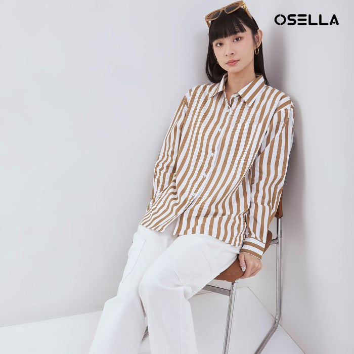 OSELLA STRIPED SHIRT IN BROWN AND WHITE 2137500955