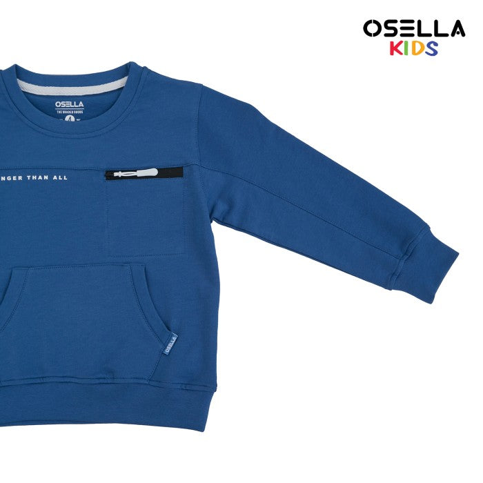 [NEW] OSELLA CUT AND SEWN REGULAR SWEATSHIRT IN SEAPORT BLUE 2212500461 | Sweater Lengan Panjang Anak Laki Laki