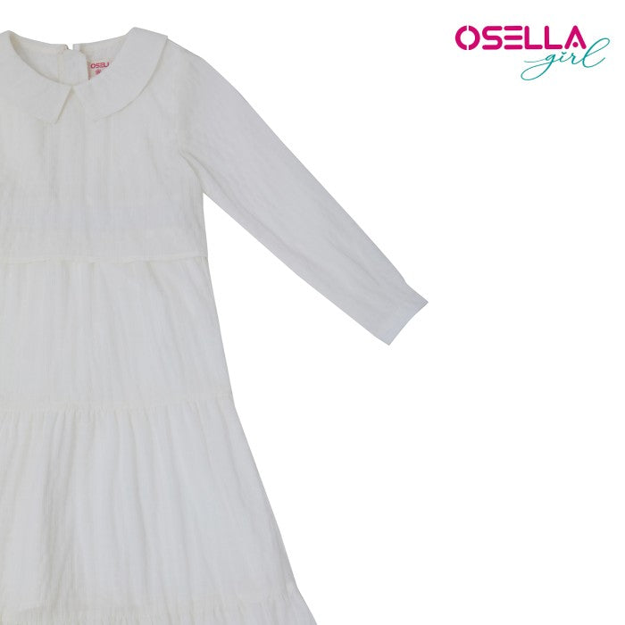 OSELLA SOLID MAXI DRESS WITH LAYERING TOP IN WHITE FANCY FABRIC 2357500701