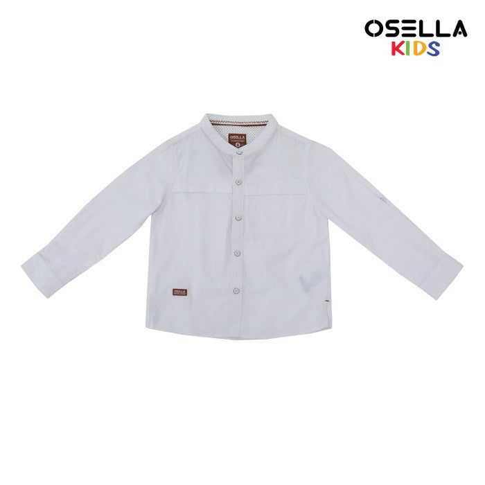 Osella Aryan Solid Shanghai Collared Long Sleeve Shirt 22375207