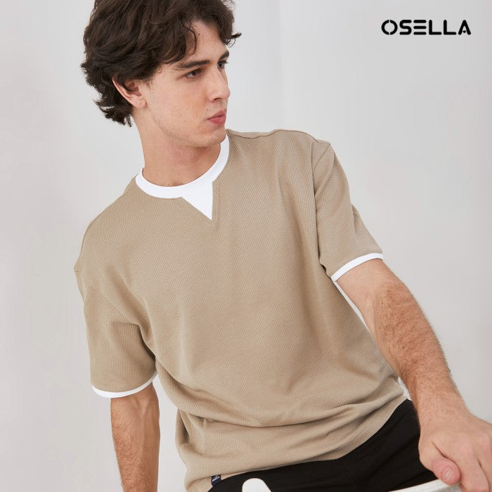 [NEW] OSELLA TEXTURED RELAXED FIT T-SHIRT WITH CONTRAST COLLAR 20715004