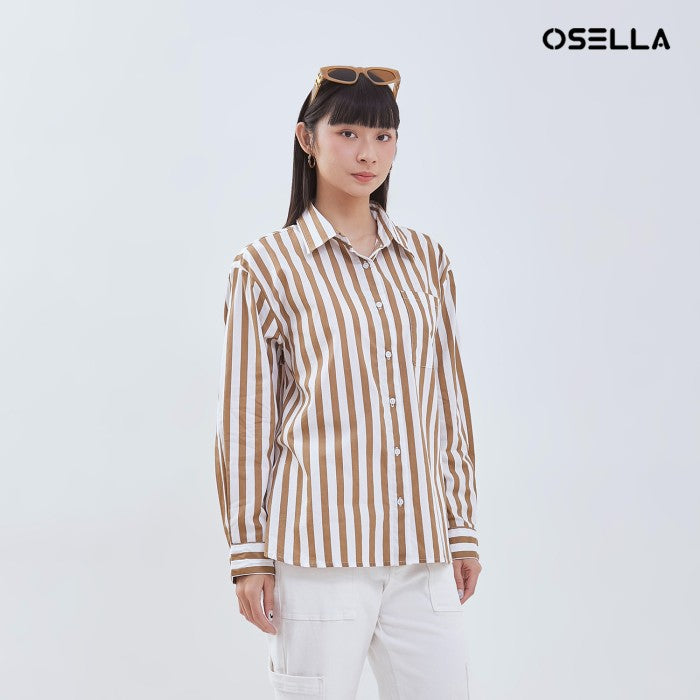 OSELLA STRIPED SHIRT IN BROWN AND WHITE 2137500955