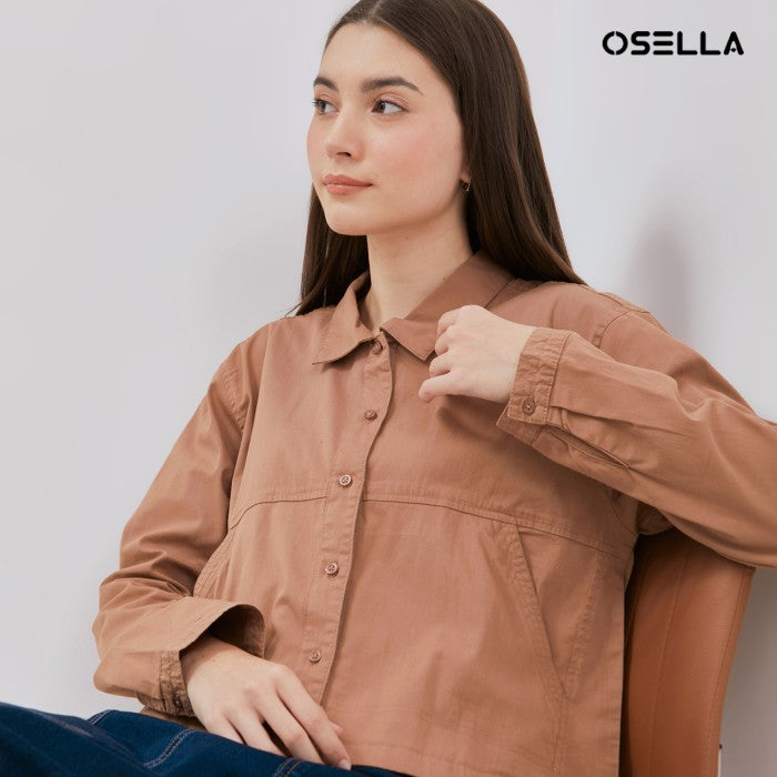 [NEW] Osella Lexi Cropped Shacket In Brown 2137501056