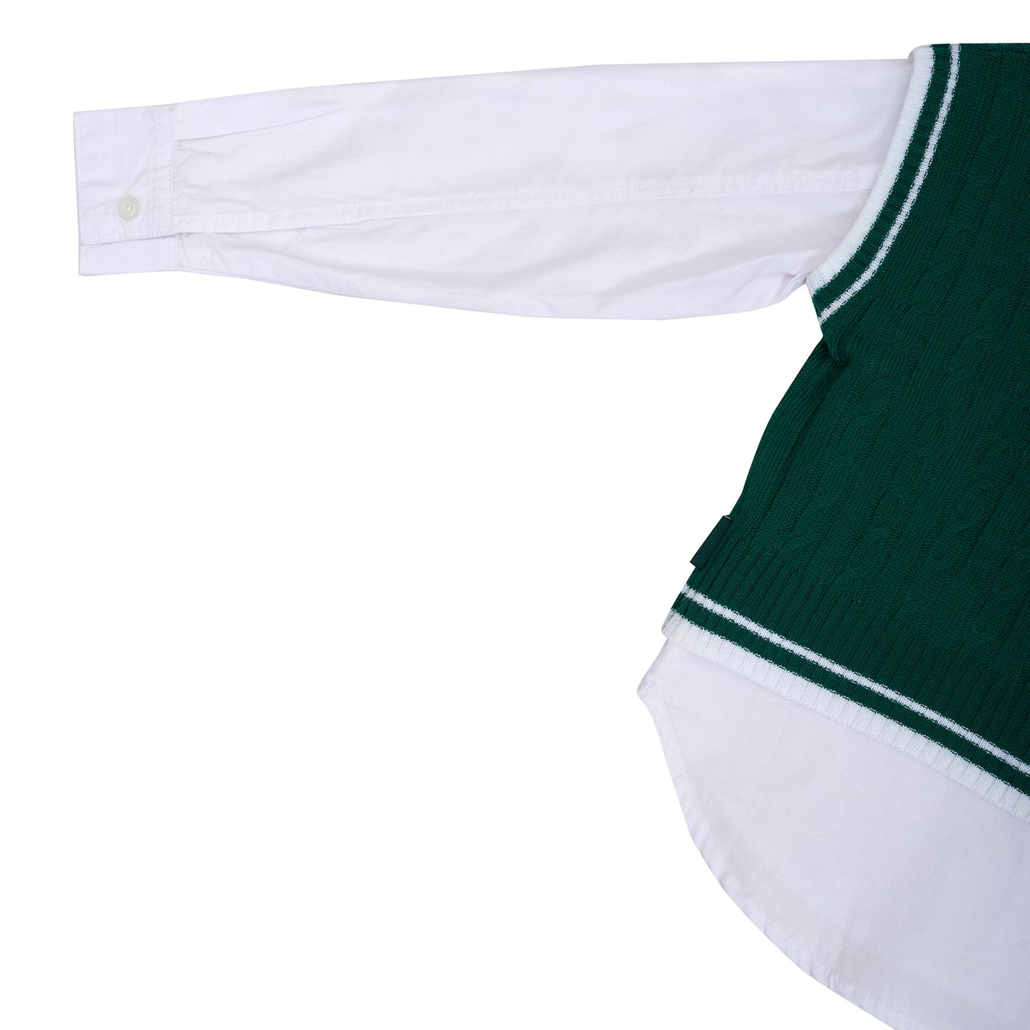 Osella Solid White Shirt With Additional Green Knit Vest