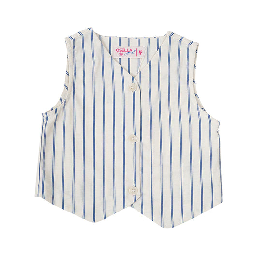 Osella Vest In White Striped Pattern 2336400601