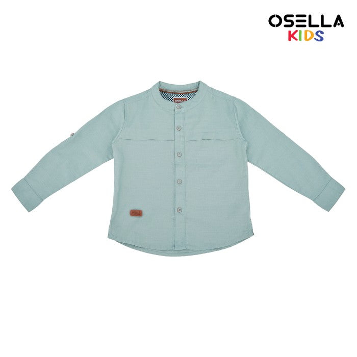 Osella Aryan Solid Shanghai Collared Long Sleeve Shirt 22375207