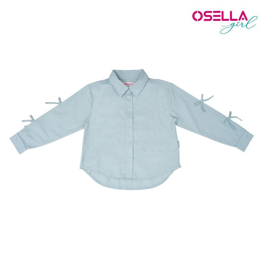 OSELLA LONG SLEEVE SHIRT WITH BOW DETAILING IN SAGE GREEN 2337500319