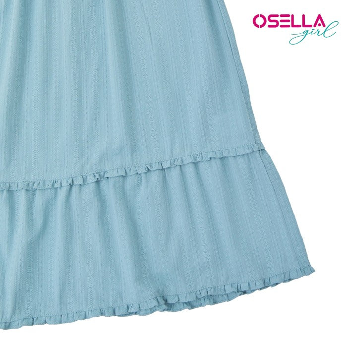 OSELLA DOBBY MAXI DRESS WITH RIBBON TULLE VEST IN BLUE 2357500869