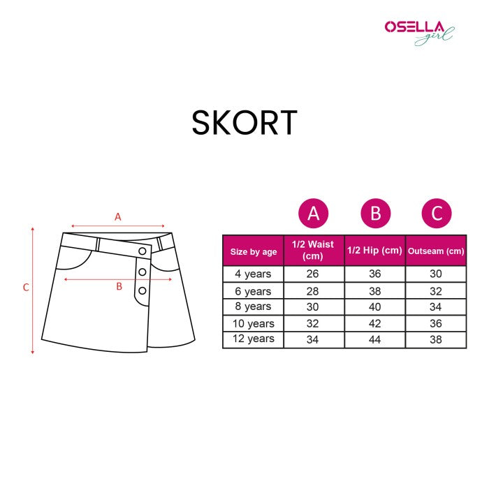 Osella Nicolette Pleat Knit Short Danball Pants 23865002 | Celana Rok Pendek Anak Perempuan