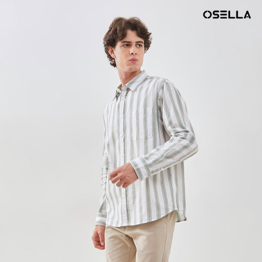 [NEW] OSELLA STRIPED DOBBY REGULAR COLLAR LONG SLEEVE SHIRT 2037500478| Kemeja Pria Lengan Panjang