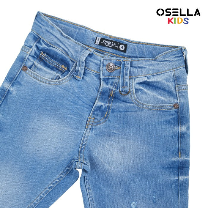 [NEW] OSELLA MILES DENIM LONG PANTS IN LIGHT WASHED WITH DESTROY DETAILING  228O5004A1 | Celana Jeans Panjang Anak Laki Laki
