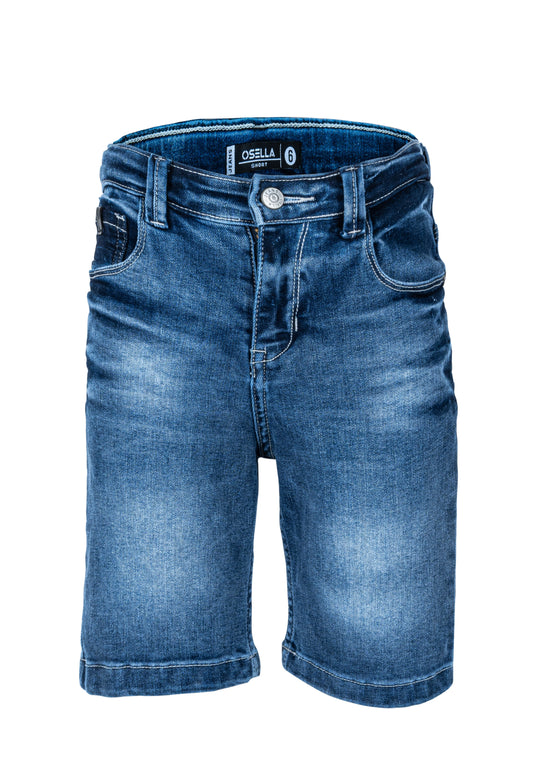 Osella Kids Short Denim Pants In Medium Blue Wash