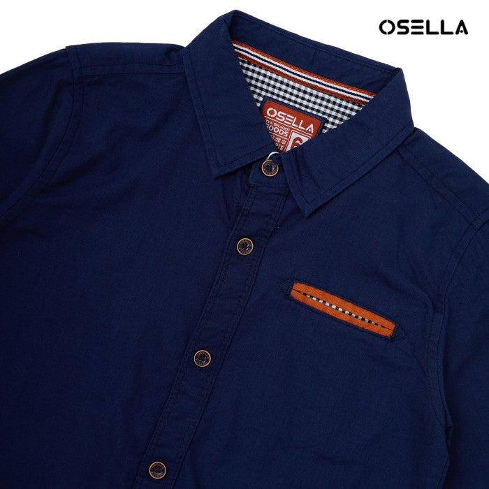 Osella Earth Collection Regular Long Sleeve Solid Shirt In Navy