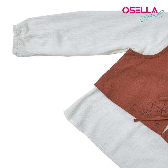 OSELLA WHITE SOLID BLOUSE WITH ADDITIONAL BROWN EMBROIDERY VEST 2337500628