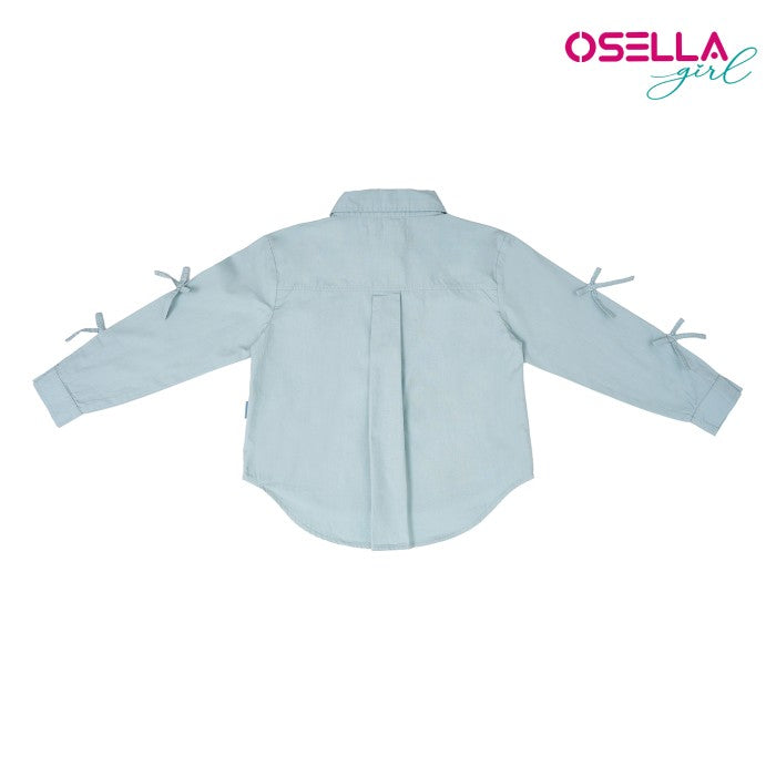 OSELLA LONG SLEEVE SHIRT WITH BOW DETAILING IN SAGE GREEN 2337500319