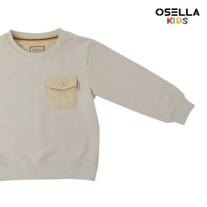 [NEW] OSELLA ASHER SWEATSHIRT WITH POCKET IN BEIGE 2212500238 | Sweater Anak laki-laki Lengan Panjang