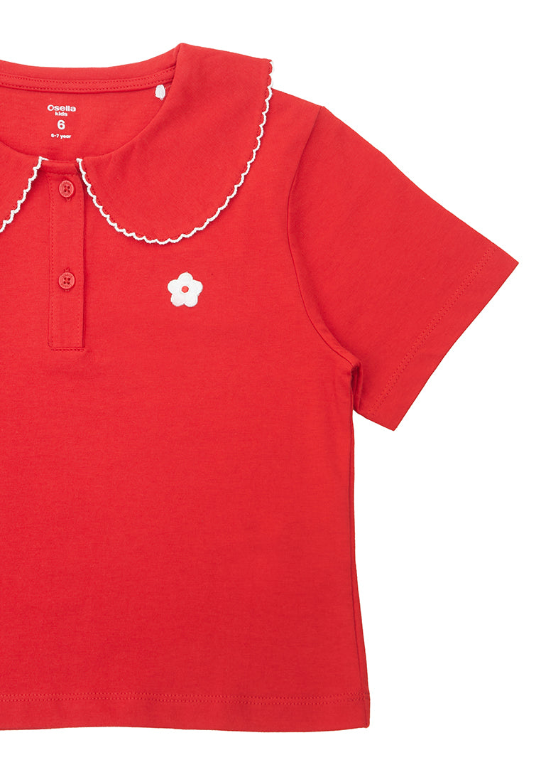 Osella Kids Floral T-Shirt With Fancy Collar