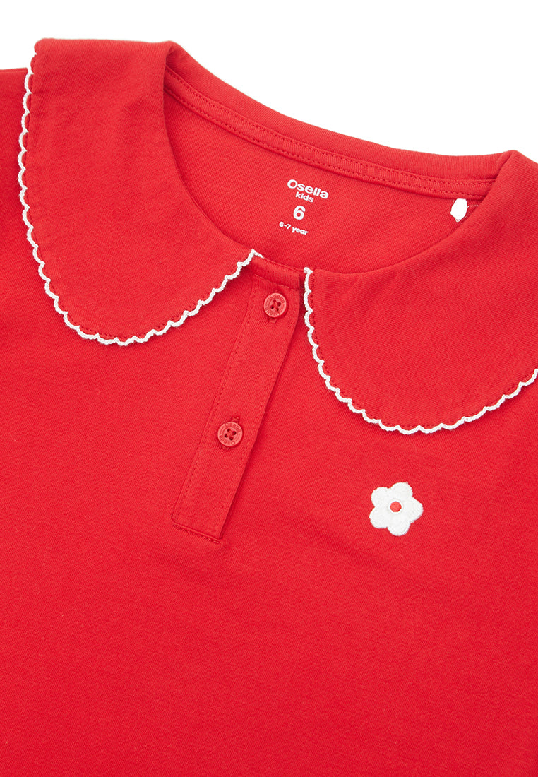 Osella Kids Floral T-Shirt With Fancy Collar