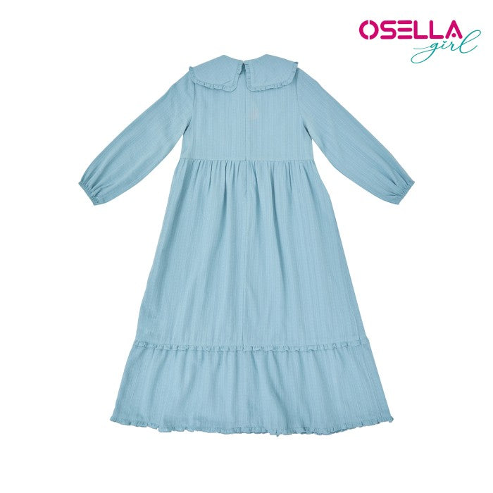 OSELLA DOBBY MAXI DRESS WITH RIBBON TULLE VEST IN BLUE 2357500869