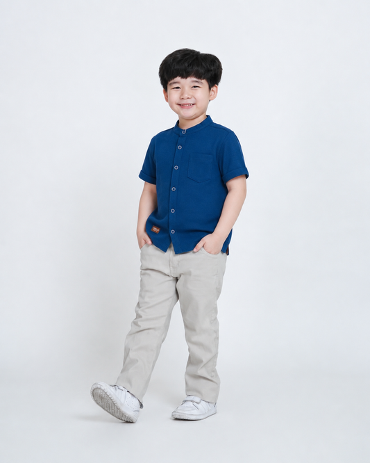 Osella Kids Mason Short Sleeve Shanghai Collar Knit Shirt