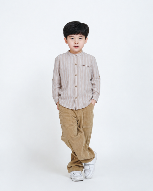 Osella Kids Asher Long Sleeves Striped Koko Shirt With Fancy Striped Fabric