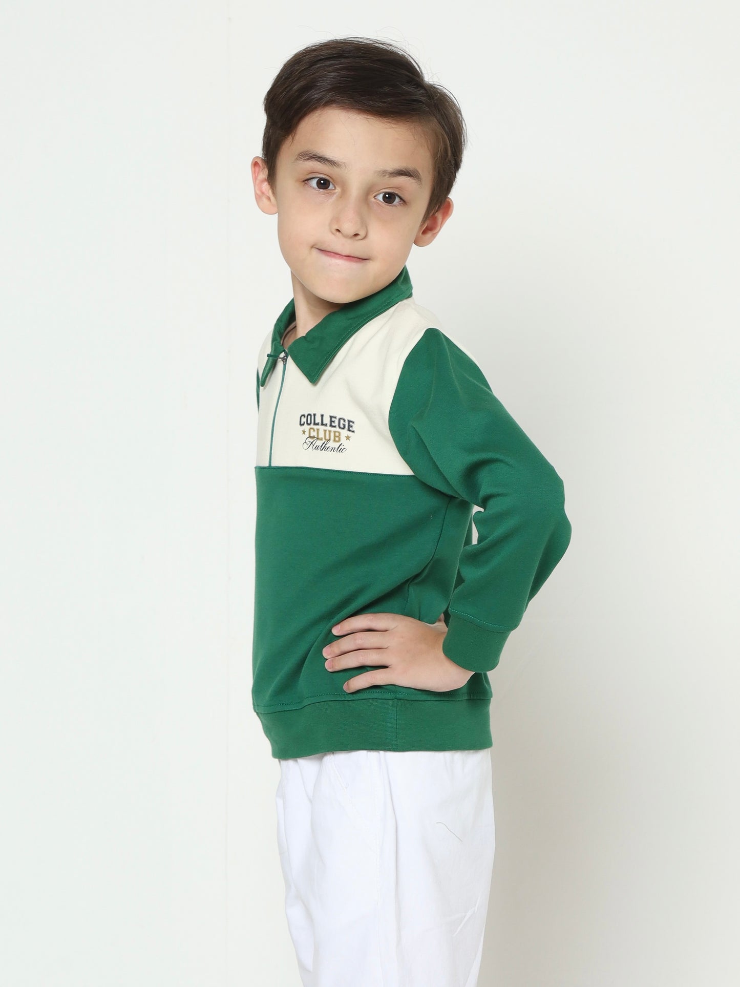 Osella Denzel Collared Sweatshirt In Green