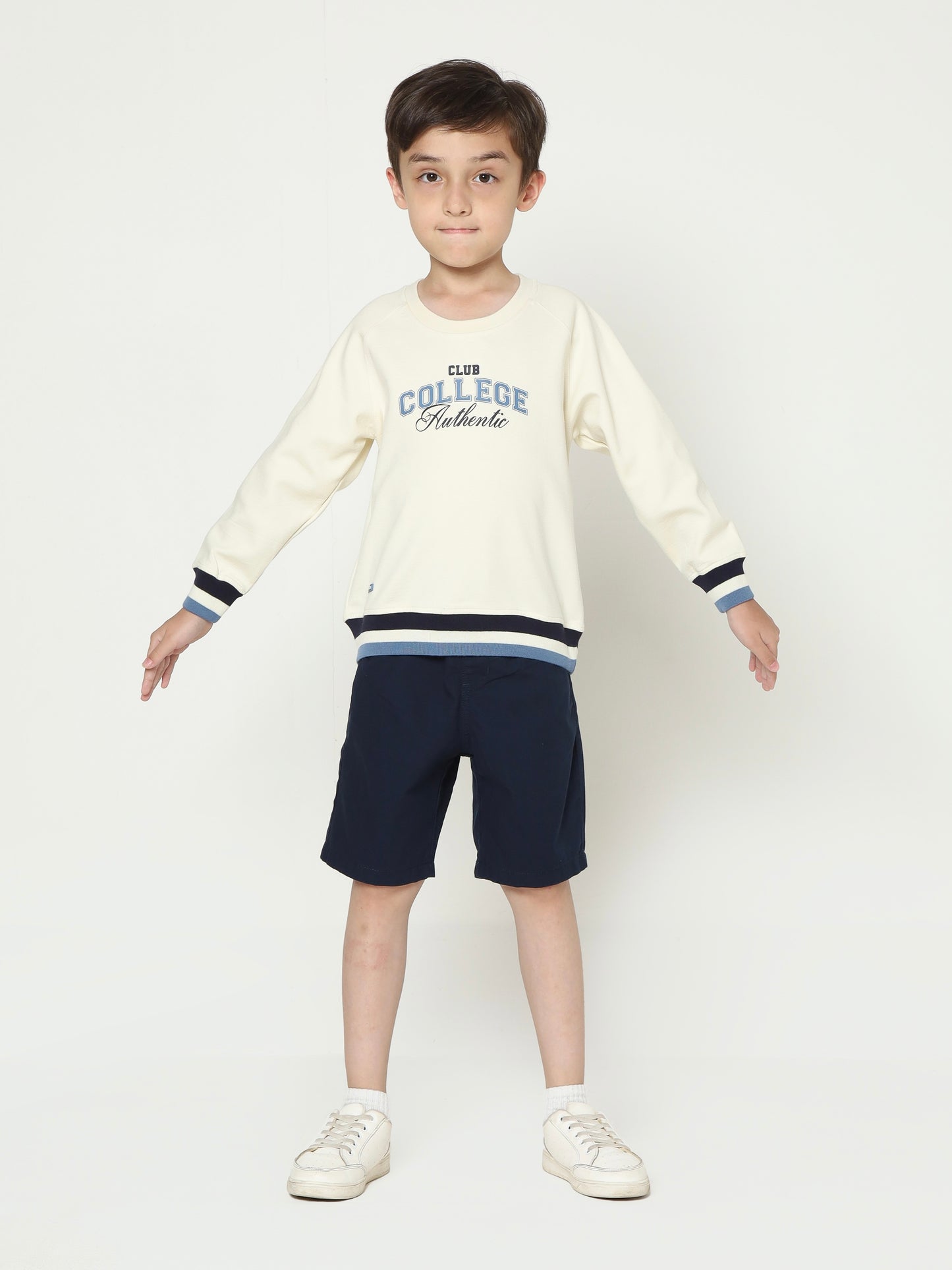 Osella Oliver Sweatshirt Stripe Rib In Ivory