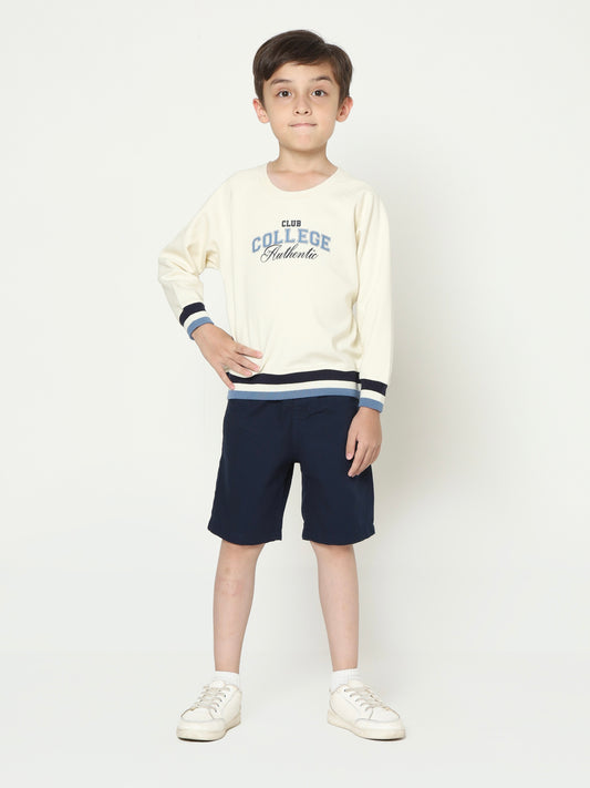 Osella Oliver Sweatshirt Stripe Rib In Ivory