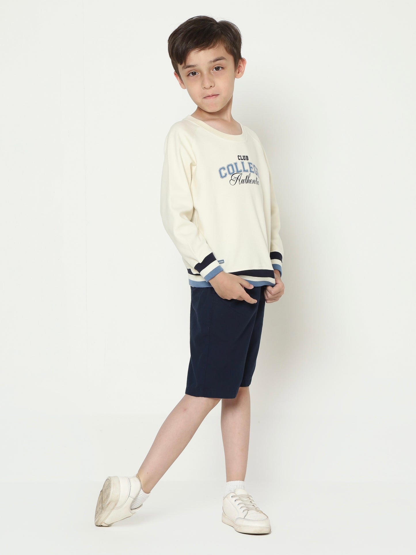 Osella Oliver Sweatshirt Stripe Rib In Ivory