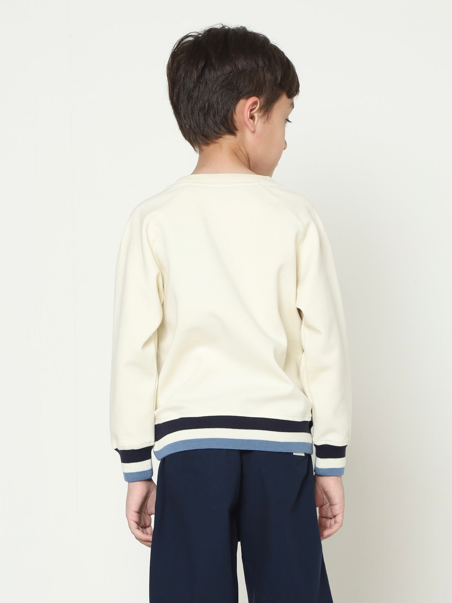 Osella Oliver Sweatshirt Stripe Rib In Ivory
