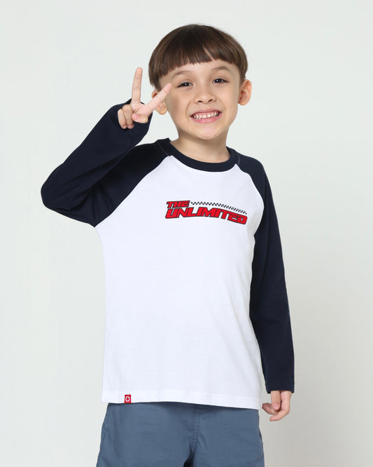 Osella Unlimited Raglan T-Shirt Contrast Long Sleeve In White And Navy
