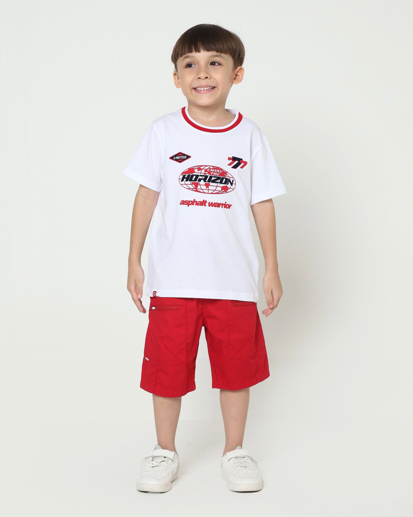 Osella Short Sleeve Graphic T-Shirt With Stripe Rib In White