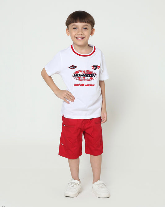 Osella Short Sleeve Graphic T-Shirt With Stripe Rib In White