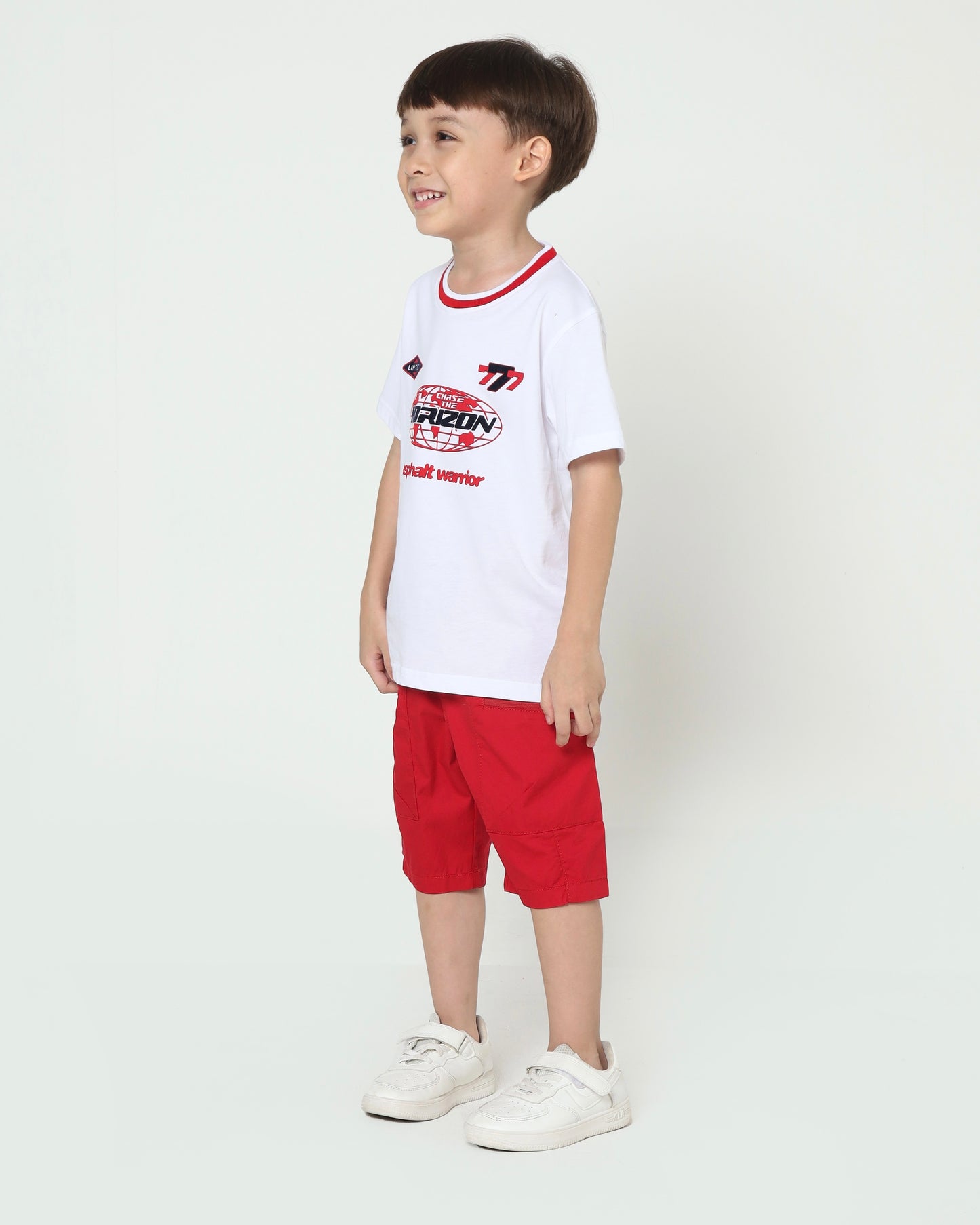 Osella Short Sleeve Graphic T-Shirt With Stripe Rib In White