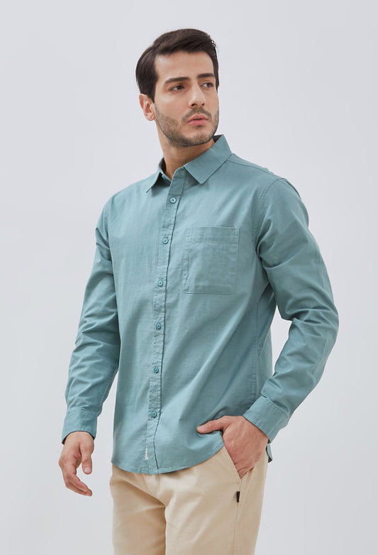Osella Long Sleeve Solid Regular Shirt In Mint 2037501519