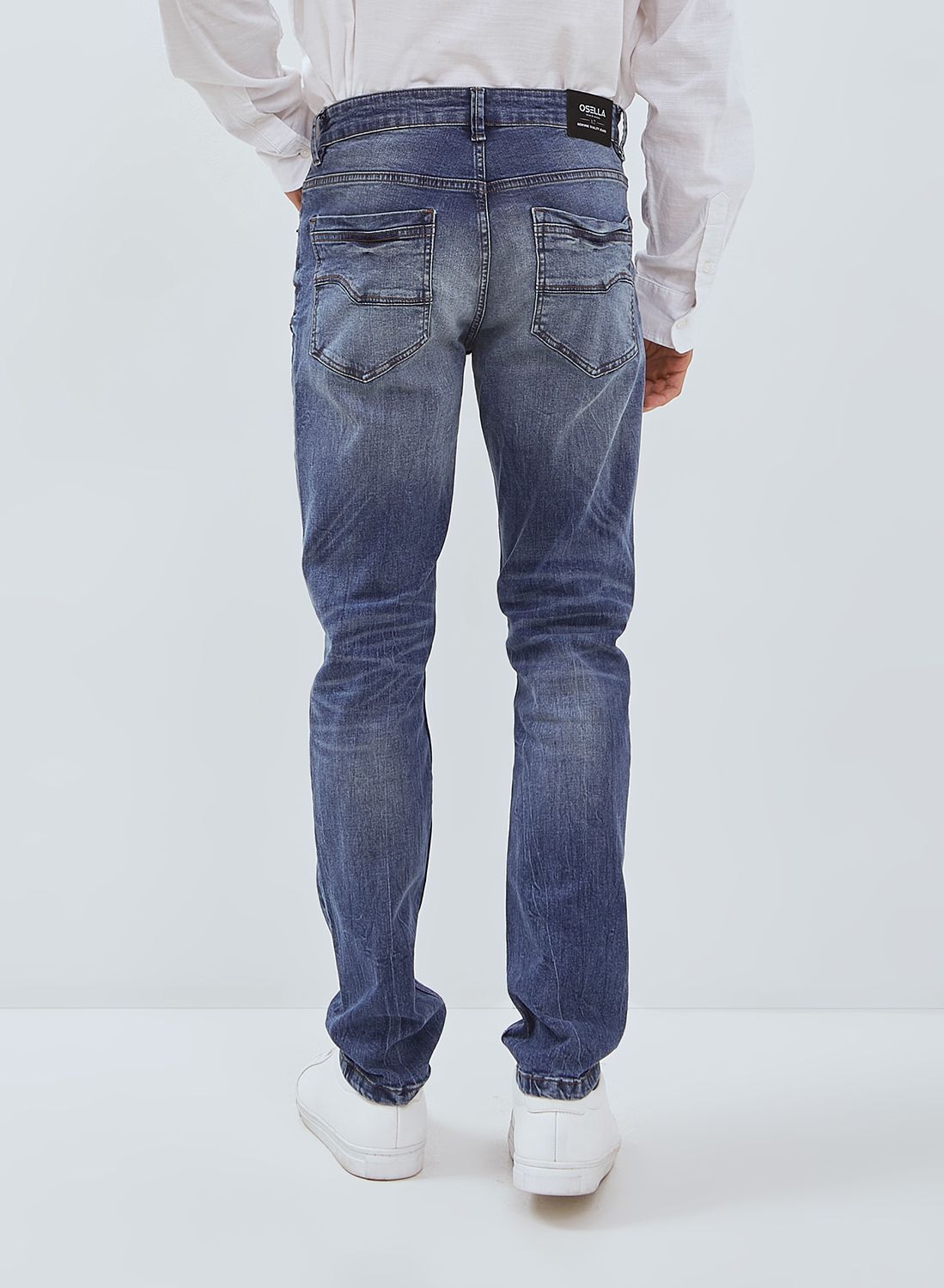 Osella Leo Slim Fit Denim Jeans In Medium Blue Wash