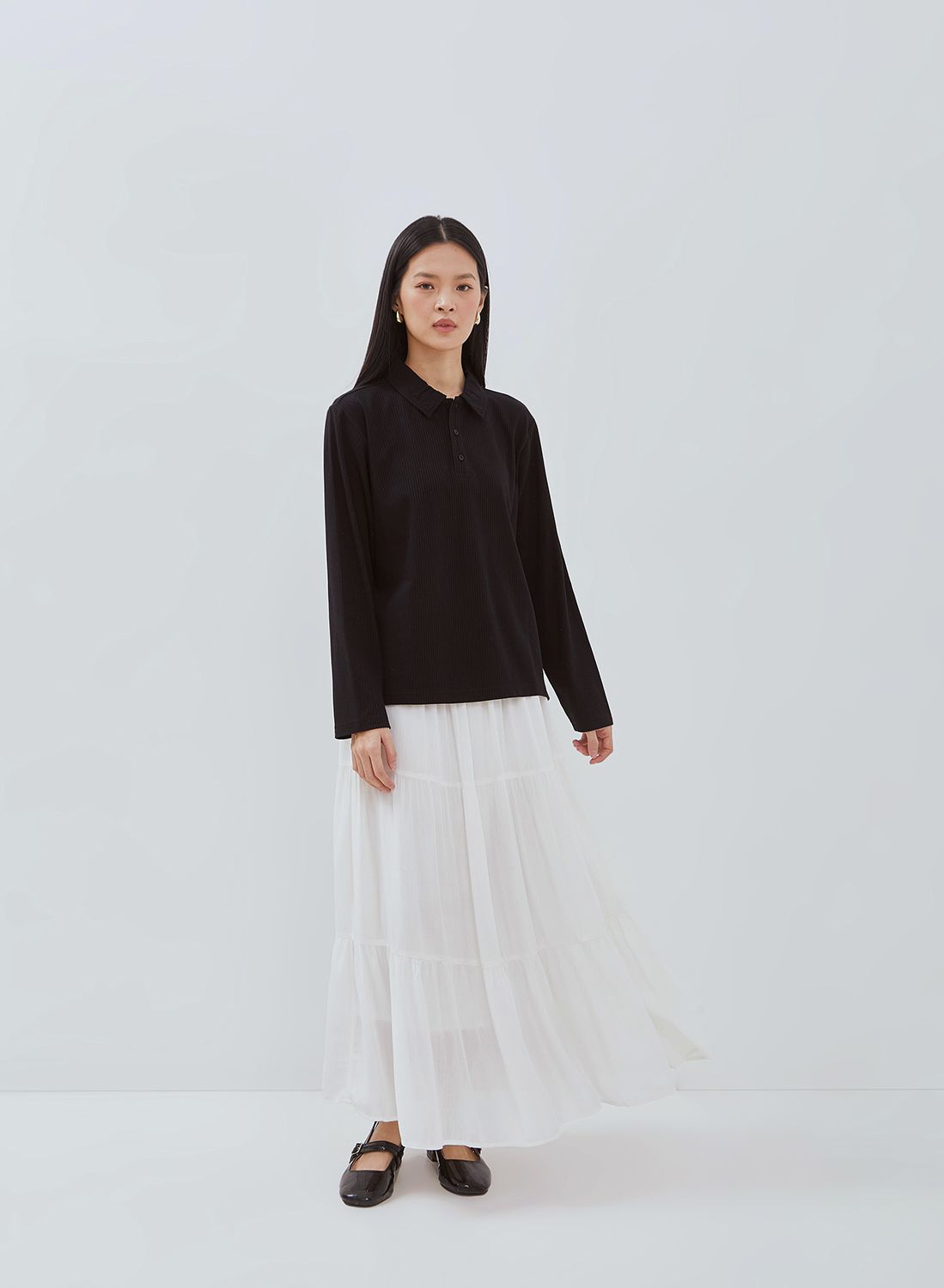 Osella Nova Fancy Knit Fabric Long Sleeve T-shirt Polo