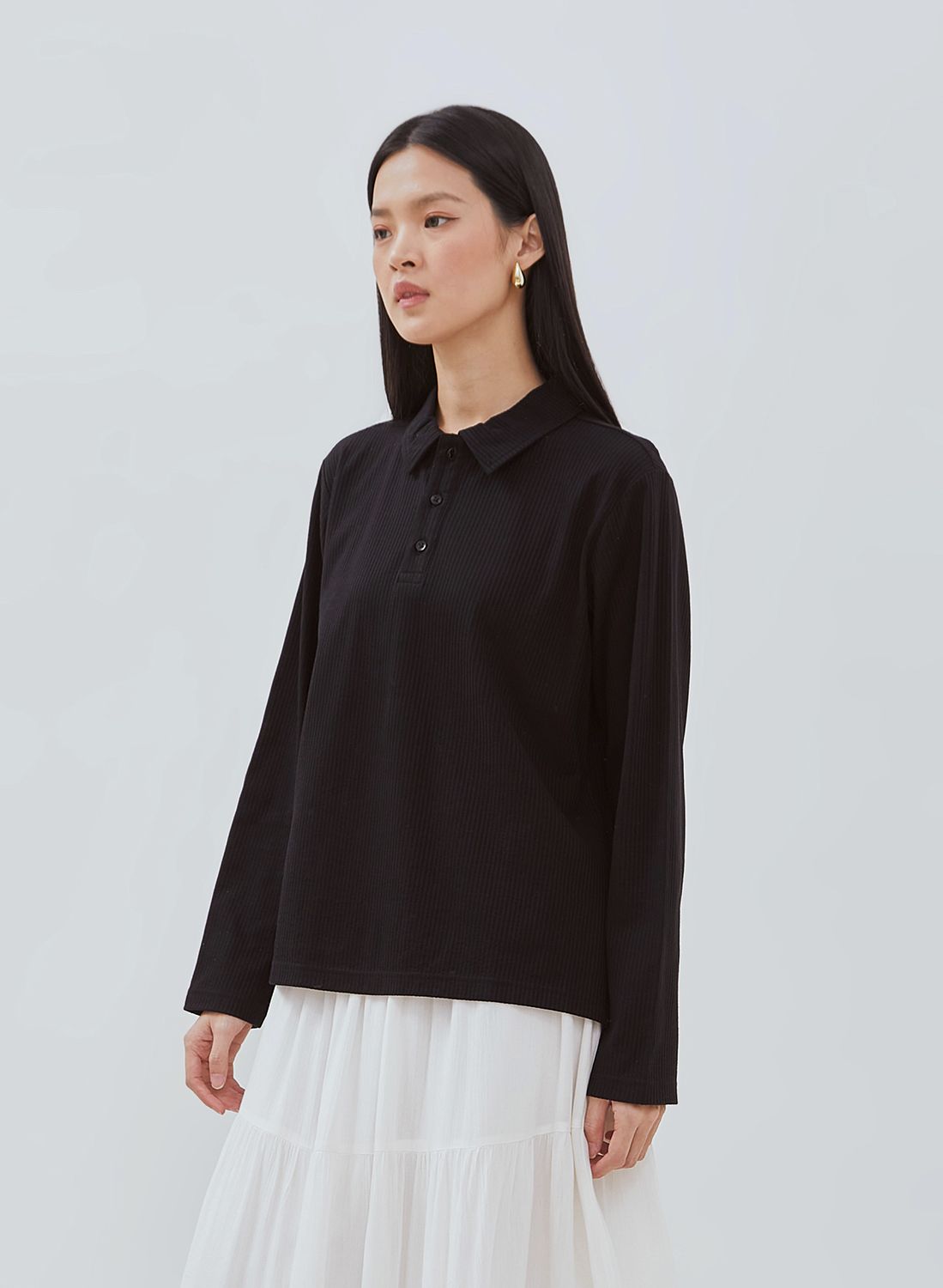 Osella Nova Fancy Knit Fabric Long Sleeve T-shirt Polo